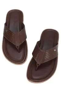 Louis Philippe Men Brown Solid Flip Flops
