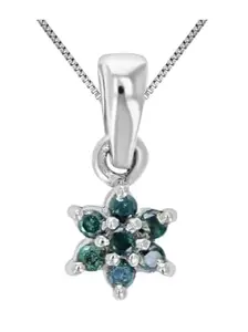 Pure 925 Sterling Silver Fllower White Gold Color Rhodium Pendant With Pendant