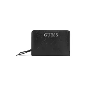 GUESS Women Black Typography Zip Around Wallet