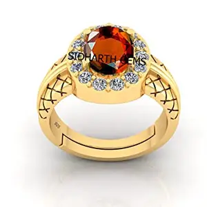 SIDHARTH GEMS 15.25 Ratti 14.00 Carat Certified AA++ Natural Gemstone Gomed Hessonite Stone Panchdhaatu Adjustable Ring Gold Plated Ring for Man and Women{Lab - Tested}