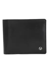 Allen Solly Men Black Textured Genuine Leather Wallet