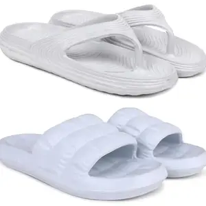Pampy Angel Combo Pack of 2 Slipper/Flip Flops/Slides/Clogs/Sandals with Adjustable Back Strap for Men,(V-Evafeet-Grey,Box-White),6 (UK/India)