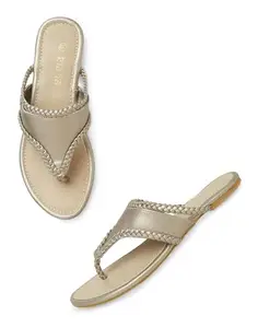 Kiana House OF Fashion Kiana Slip On Ethnic Flats for Women - Stylish and Comfortable Grey Shoes