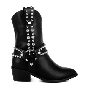 London Rag Studded Harness Detail Boots