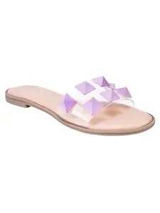 TRYME Attractive Fancy and Trending Comfortable Casual Purple Flats Slipper-Sandal for Women and Girls