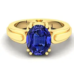 AKSHITA GEMS 19.25 Ratti 18.00 Carat Certified Original Blue Sapphire Gold Plated Ring Panchdhatu Adjustable Neelam Ring for Men & Women by Lab Certified