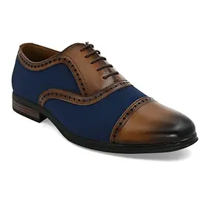 San Frissco Men's Formal Shoes Lace up with Round Toe/Classic and Durable Faux Leather Material Oxford's Shoe/Cushioned Footbed Insole with Textured and Patterned Outsole for Office - 7 (Tan)