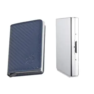 Stealodeal Metal and PU Unisex Cash and Card Holders, Pack of 2, Silver & Blue