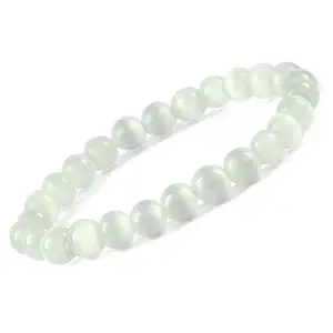 Bracelet, Reiki Natural Monalisa Selenite Bracelet 8 mm, Round Bead Bracelet for Wealth Protection, Genuine Gemstone Beads for Calming, Stress Relief & Spiritual Healing - Natural