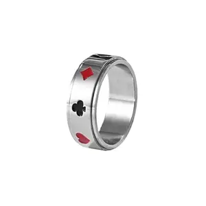 Salty Alpha Anti Tarnish Card Shark Signet Stainless Steel Finger Ring for Men | Stylish Durable Jewellery Accessories | Rings for Man | Minimal Jewelry | Birthday Gift for Boys (Size - 9)