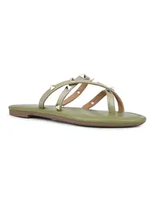 Inc.5 Womens Green Casual Strappy Open Toe Flats