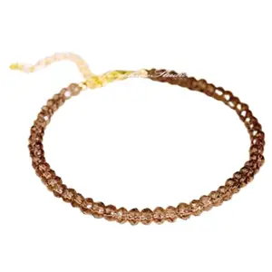 LKBEADS Gold Plated Bracelet with Grey Faceted Smoky Quartz Beads – Rondelle 3mm – 7 inch Adjustable – For Men & Women|LK_STACK_06168