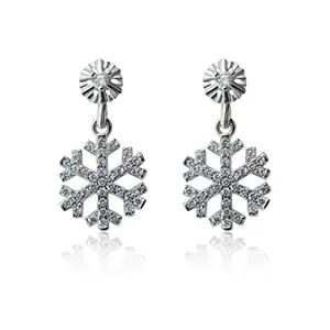 INARI SHINES 925 Sterling Silver Snowflake Drop Earrings with Zirconia | Gift for Women and Girls | With 925 Stamp & Certificate of Authenticity