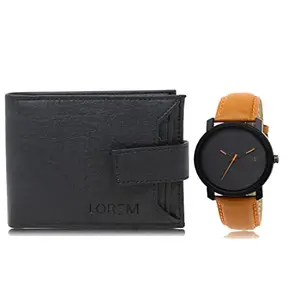 LOREM Combo of Black Color Artificial Leather Wallet &Watch (Fz-Wl08-Lr20)