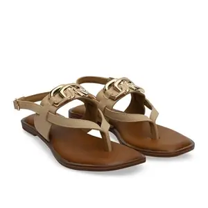 ROCIA By Regal Beige Women Buckled Backstrap Sandals