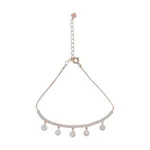 KUSHAL'S Fashion Jewellery White Rose Gold Polished 92.5 Sterling Silver Bracelet for Women, With Adjustable Chain, Best forOffice Wear - 436842