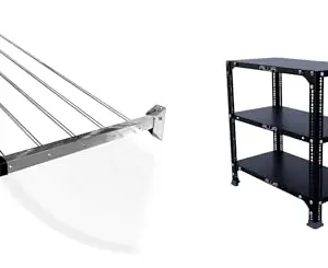 CONCEPT & SOLUTIONS 5 Pipes x 5 Feet -Foldable Wall Mounted Cloth Dryer/Clothes Stand (6 Pipes, 5 feet) and Slotted Angle Metal Rack (2 x 2 x 1 Ft. / 24 x 23 x 12 Inch) with 3 Shelves (Black) Combo Pack|CS-621