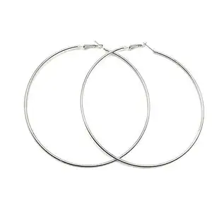 PDY FASHION Oxidized Round Metal Alloy Hoop Bali Earrings Big Size for Girls & Women