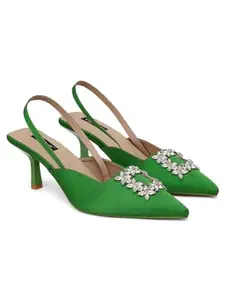 SHERRIF Women's GREEN Color Heels (SF-4427-GREEN-38)
