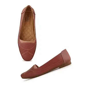 VEILLE VEILLE Women's Handmade Comfortable Soft Sole Bellies/Jutti/Ballet Flat/Slip-on Shoes for Women and Girls - (Peach)