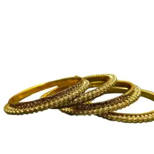 Manihaari Jewels Rajasthani Traditional Bridal Bangles Jaipuri metal kada bangleset,bridaljewellery,GOL • Size:(2.4) M(2.6) L(2.8),bridalchooda,weddingchura, traditionalchura, punjabichooda (M)