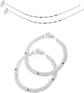 Heer Collection Traditional Trendy Jewellery All Occassions Anklets Payal Pair for Women/Girls Alloy Anklet (Pack of 4)(Combo Payal-104&105-(1PairEach))