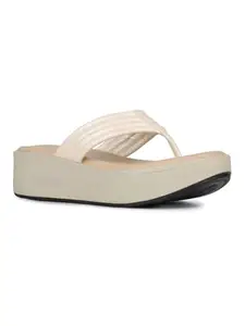 Inc.5 Womens Beige Solid Round Toe Party Wear Wedge Heel Sandals