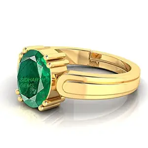 SIDHARTH GEMS 5.00 Carat Certified Natural Emerald Panna Panchdhatu Adjustable Rashi Ratan Gold Plating Ring for Astrological Purpose Men & Women