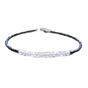 LKBEADS Cubic Zirconia & Black Spinel bracelet with Silver clasp - 2-3mm Rondelle beads- Faceted Cut -7 Inch Bracelet– Healing, Fashion, Gift, Spiritual, Yoga|LK_STACK_07429