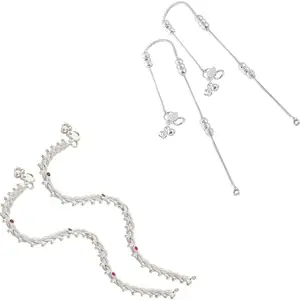 Heer Collection Traditional Jewellery For All Occassions Anklets Payal Pair for Women/Girls Alloy Anklet - Bzr_Combo Payal-102 & 111 (1-Pair Each)