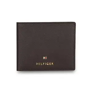 Tommy Hilfiger Riley Leather Global Coin Wallet for Men - Brown, 4 Card Slots