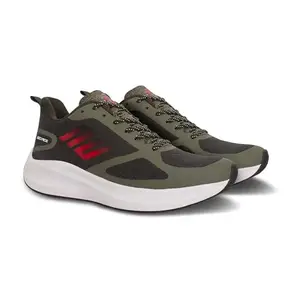 GO RIDE Bright Sports Running Shoes for Men, Lightweight, Engineered for Speed and Stability, Sports Shoes (9, Olive)