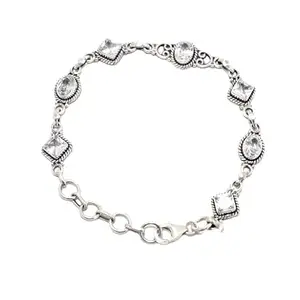 Rajasthan Gems Bracelet 925 Sterling Silver Jewelry Cubic Zirconia Gem Stone Women Handmade Gift i438