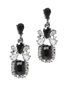OOMPHelicious Jewellery Black White Silver & Grey CrystalFashion Drop Earrings For Women & Girls Stylish Latest (ESN11_CC1)