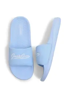JACK & JONES Blue Logo Print Pool Sliders