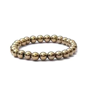 Nayra Handicrafts Gold-Tone Metallic Beaded Stretch Bracelet, 8mm Beads