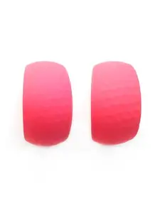KARATCART Pink Hammered Design Half Hoop Earrings for Women