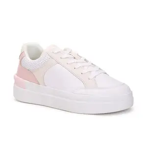 Tommy Hilfiger Leather Colorblocked Pink Women Flat Sneakers (F23HWFW210) Size- 37