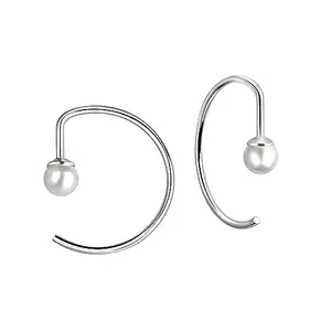 Via Mazzini 92.5-925 Sterling Silver Chandi 4mm Pearl Front Back Design Earrings for Women And Girls (ER2274)