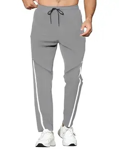 Mehrang Men's Athletic Joggers with Side Stripe, Drawstring Waist, Track Pant for Men (in, Alpha, 2XL, Regular, Light Grey)