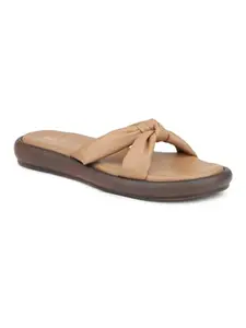 Inc.5 Women Beige Open Toe Flats with Knot Detail