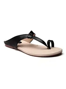 Panahi Women Black Casual One Toe Flats