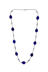 Latest Stylish & Beautifull Unbreakable big Resin Beads Long Necklace for Girl & Women Pack Of 1 (Blue)