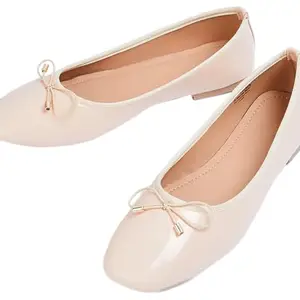 Max Women Bow-Detailed Ballerinas, Nude,40