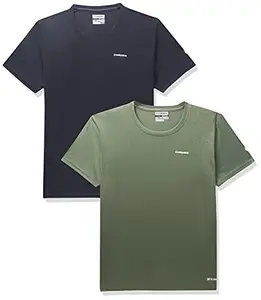 Charged Play-005 Interlock Knit Geomatric Emboss Round Neck Sports T-Shirt Grape-Green Size 2Xl And Charged Pulse-006 Checker Knitt Round Neck Sports T-Shirt Navy Size 2Xl