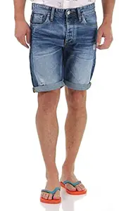 V3E Men's Denim Shorts (Blue, 32)