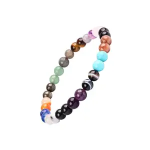 9Dzine Personalized Crystal Bracelet for Men & Women (18 Beads, 8mm) | Customised Gemstone Beads Bracelet | Stretchable Elastic Handmade Bracelet for Unisex | Custom Your Bracelets for Life Healing