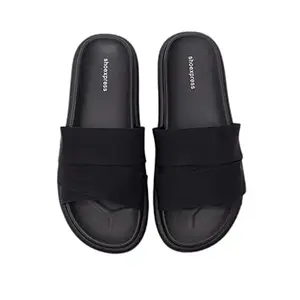 shoexpress Womens Open Toe Slide Slippers, Black, 7.5