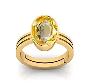 SIDHARTH GEMS Sidharth Gems Yellow Sapphire Pukhraj 5.25 Ratti Stone Panchdhatu Adjustable Ring for Man & Women