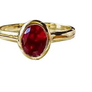 Gemstone Gallery AAA+++ Quality Ruby Stone Ring Original Certified 5 Ratti Ruby Ring Pure Gold Ruby Ring Adjustable Engagement Ring Manik Anguthi Manik Ring Chuni Ring Yaqoot Ring For Men & Women